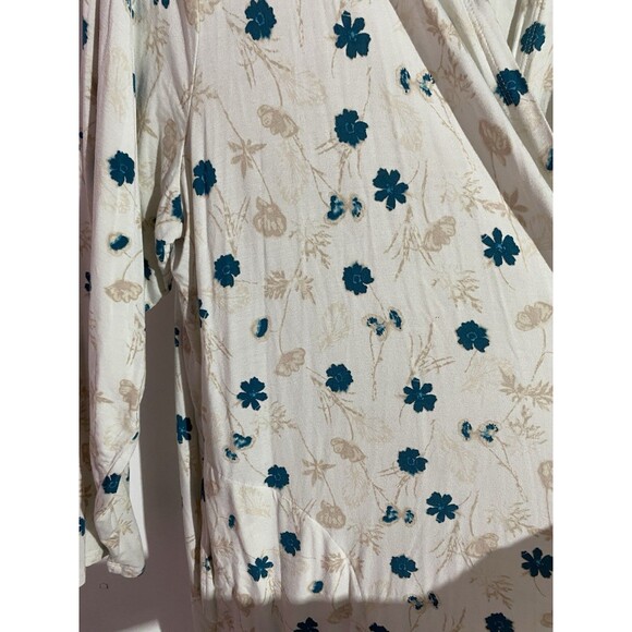 Lands End Cardigan 3X Cream Floral Liquid Knit Travel Office Open Duster Topper - Picture 4 of 12